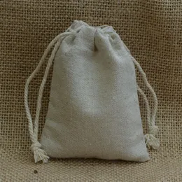 Vintage Linen Drawstring Bags Sack 8x10cm 3x4inch Makuep Jewelry Gift Packaging Pouch286F
