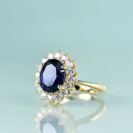 Pierścień Pierścień Pierścień Piękna Księżniczka Diana Inspirowana Inspirowana Pierścień zaręczyn 14K Złotym Sterling Srebrnym laboratorium Blue Sapphire Birthstone Pierścień Z0313