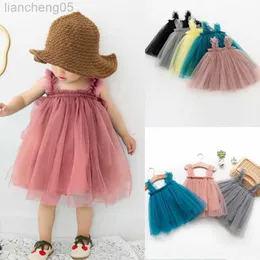 Sukienki dla dziewczynki Sukienki dla dzieci Princess Solidle Tiul Bez rękawów Letni sukienki dla dziewcząt 2 3 4 5 6 lat Dzieci swobodne noszenie dziecka urodziny V0314