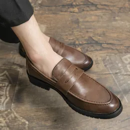 2023 Newly Men's Slip-On Leather Shoes Soft Anti-slip Driving Shoes Man Spring Moccasins Social Flat Dress Formal Wear Shoes