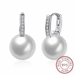 Charm Lekani Woman Fine Jewelry nowo wydany mały CZ Pave White Pearl Mała 925 Sterling Srebrny Cute Girls 'Hoop Earring Creole Brinco AA230311