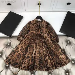 Mädchen Kleider 2021 Frühling Herbst Druck Leopard Mädchen Kleider Kinder Mädchen Chiffon Kleid Kinder Kleidung W0314