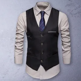 Mens Vests Casual Men Waistcoat Autumn Suit Vest Buttons Streetwear Slimming Single Breasted Waistcoat 230313