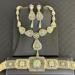 Wedding Jewelry Sets Moroccan Bride Body Necklace Earrings Waist Chain Set Luxury Chic Caftan set Belt Adjustable Length 230313