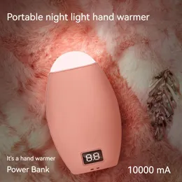 Çok Fonksiyonlu USB El Sıcak Taşınabilir Güç Bankası Şarj Hazinesi LED Gece Işık Çift Taraflı Isıtma 10000mAH