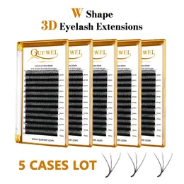 Makeup Tools Quewel W Style Premade Volume Eyelashes 5st 3D W-form Faux Mink False Eyelash Extensions CCCDDD Privat Label 230314