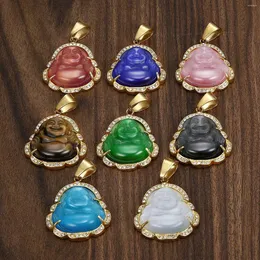 Pendant Necklaces Men Jewelry Buddha Necklace For Women Colorful Tiger Eye Stone Maitreya Pendulum Stainless Steel Chain