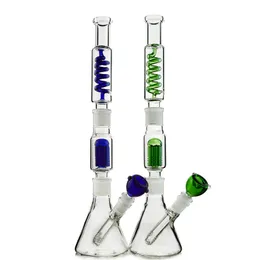 Bongs de vidro de copo de narguilé exclusivos 6 braços árvore perc tubos de água 18mm junta feminina azul verde bobina de condensador 16 polegadas difusa Downstem Oil Dab Rigs 3mm de espessura