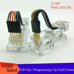 Transparent Ny akryltestram PCB-klippfixtur Sonder Ladda ner programmering 2.54mm 2.0mm JTAG-testverktyg med kabel 3PIN-10PIN