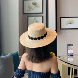الموضة Sunshade Straw Hat Lace Hook Ho -Flower Hats Women Beach Sunscreen Bucket Hat Flat Top Sun Cap Casquette