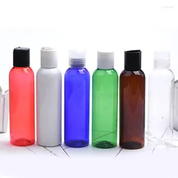 Lagerflaschen 30pcs 150 ml leer weiß blauer Kunststoff mit Scheibenoberkappe für flüssige Seife Duschgel Gesichtsreiniger Kosmetikverpackung