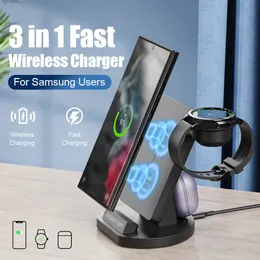 Trådlös laddare 3 i 1 för Samsung Galaxy Watch5 4 Classic Active2 USB Type-C laddning S22 Ultra Dock Stand Station Accessories