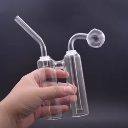 Yüksek kaliteli cam yağ brülörü bong nargile çift odacık ashcatcher recycler bubbler dab teçhizatları sigara içme su boruları değiştirilebilir yağ tenceresi