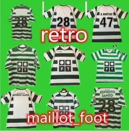 #28 C Ronaldo Sporting Lisbon Retro 2001 2002 Soccer Jerseys 01 02 Vintage Maillot Quaresma Camisa de Futebol M Niculae Football GG