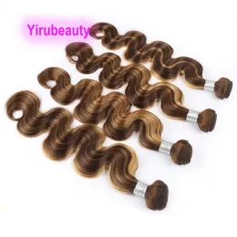Indian Raw Virgin Human Hair Double Wefts P4 27 Piano Color Body Wave 10-30 tum 4 Pieces/Lot 10-32 tum Yirubeauty