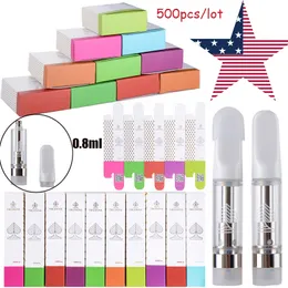 0.8mL 1.0ML Trudose Atomizers STock In USA Warehouse 10 Strains Ceramic Vape Cartridges E Cigarette Packaging Oil Carts Glass Tank Thick Dab Vaporizer