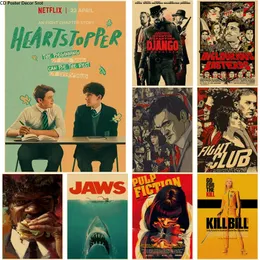 فيلم Hot Retro Tin Poster Metal Plaque Decorative Fight Club Pulp Fiction Jaws Home Room Bar Cafe House Decor