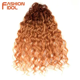 Synthetic Wigs Fashion Idol Deep Wave Twist Crochet Hair Synthetic Afro Curly Braids Ombre Orange Braiding for Women 230227