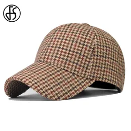 Caps de bola FS Brand Luxury Women Caps Caps Trendy Houndstooth Baseball Cap para homens Classic Brown British Plaid Designer Hat Casquette Homme 230314