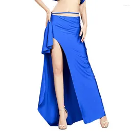 Scen Wear Satin Panel kjol Belly Dance Tribal Side Slit Costume Jupe Flamenco Women Petal