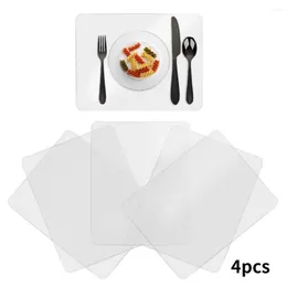 Tischsets, 4 Stück, PP-Kunststoff, hitzebeständig, schützend, leicht zu reinigen, transparentes Tischset für Esszimmer, runde Kante, rutschfeste, langlebige Matte