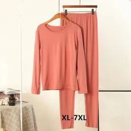 여성용 잠자기 XL-7XL 느슨한 느슨한 플러스 지방 크기면 잠옷 여성 캐주얼 긴 소매 속옷 따뜻한 세트 탄력성 파이 자마 230314