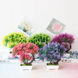 장식용 꽃 1pc 시뮬레이션 꽃 가짜 녹색 식물 화분 페르시아 잔디 플라스틱 꽃집 인공 정원 가정 장식 제품