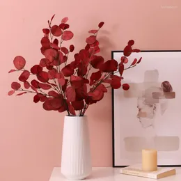 Flores decorativas Simulação Planta verde Eucalyptus galhos e folhas folhas de festas de casamento em casa DIY Plantas artificiais