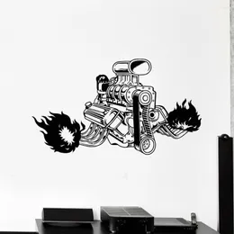 Wall Stickers Modern Decal Engine Repair Service Mechanism Garage Decor Cool Boys Room Art Murals Decoration Z316