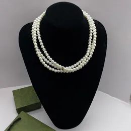 Neue Frauen Pullover Anhänger Halsketten Kristall Perlen Halskette für Dame Geburtstag Party Luxus Geschenk Schmuck