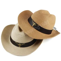Chapeau de Cowboy occidental en paille pour hommes et femmes, casquette de soleil de voyage en plein air, Sombrero Hombre Cowgirl Jazz, printemps été