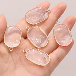 Anhänger Halskette Natural Clear Quarz Charm Oval Gilt Edge Halskette für Schmuck Making DIY Ohrringe Accessoires 20x34mmmm