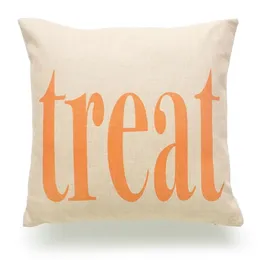 Hurtownia Halloweenowa poduszka Pumpkin Trick z angielskimi literami Treat lub Trick Sofa Cushion Cover bez poduszki rdzeń