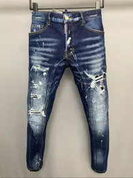 2021 Original Männer Hosen D2 Jeans Dünne kleine gerade gepatchte Jeans für Männer Slim fit Denim Jeans Denim Jeans Männer hiphop Streetwear Kausalen Jeans