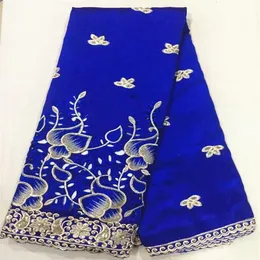 5 야드 아름다운 로얄 블루 코튼 패브릭 아프리카 조지 레이스 직물의 옷을위한 금장과