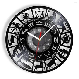 Настенные часы Zodiac Astrology Constellation Retro Record Clock Home Decor для спальни интересные знаки часы Star Art