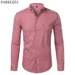 Men's Casual Shirts Mens Plaid Cotton Casual Dress Shirts Slim Fit Long Sleeve Button Down Fashion Men Work Business Brand Shirt Chemise Homme 230314