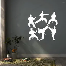 Wall Stickers Chinese Window Teens Boys Bedroom Decal Martial Figures Silhouette Art Door Sports Home Decor CX816