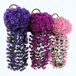 Dekorativa blommor Violet Artificial Flower Wedding Valentine's Day Decoration Simulation Wall Hanging Basket Orchid Fake Silk Vine