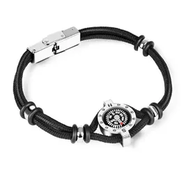 Charm Bracelets Outdoor Enthusiast Emergency Compass Paracord Bracelet For Camper Hiker X7JB