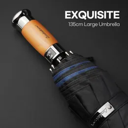 우산 진짜 브랜드 대형 자동 우산 1.25 미터 비즈니스 남성 접이식 우산 비기 방풍 이중 레이어 골프 우산 남성 230314