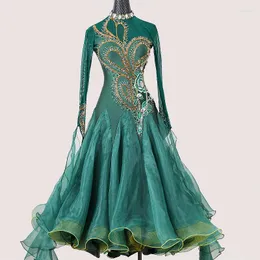 Stage Wear Green National Standard MODERN MODERN MODERN COSTUMENT BRIGGIORE Vestiti Vestiti Domande Donne Ballroom Waltz