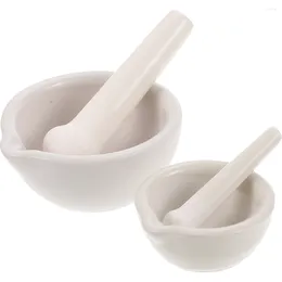Bowls 2 Sets Of Grinding Bowl Seasoning Crush Pot Garlic Pestle Household