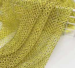 1yard Golden Shadow Glass Rhinestones Mesh Applique Tyg Sying Elastic Crystal Trim Hollow Tape Net för DIY Dress Plagg