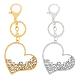 Hollow Heart Key Ring Metal Rhinestone Key Chains Hig Faulls for Women Men Handbag Corpag Accessori