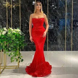 Sukienki na imprezę Czerwoną cekinową sukienkę wieczorową długą błyszczącą bal maturę formalną sukienkę syreny luksusowe świąteczne samizus formalne