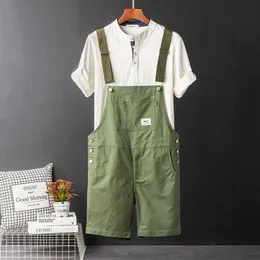 Men s Shorts Summer Overalls For Men Bib Jumpsuits Cotton Straight Loose  Red Orange Yellow Khaki Male Solid Casual Pants Clothing 230314 - Main Image