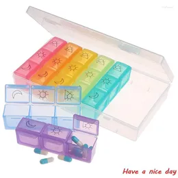 Bottiglie di stoccaggio 3 file 21 griglie 7 giorni settimanali Custodia Tablet Dispenser Organizer Box Splitter Container