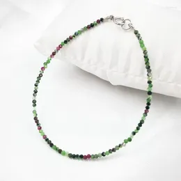 Strang Naturstein Anyolite Rubys Zosite Ca. 3-4mm Facettierte Perlen Tibetsilber Armband 7''-8''