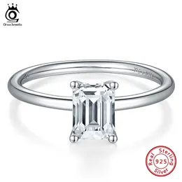Solitaire Ring Orsa Jewels Engagement Wedding Rings for Women Emerald Cut Clarity 1Ct Moissanite Diamond Fashion Jubileum Presents SMR56 Z0313